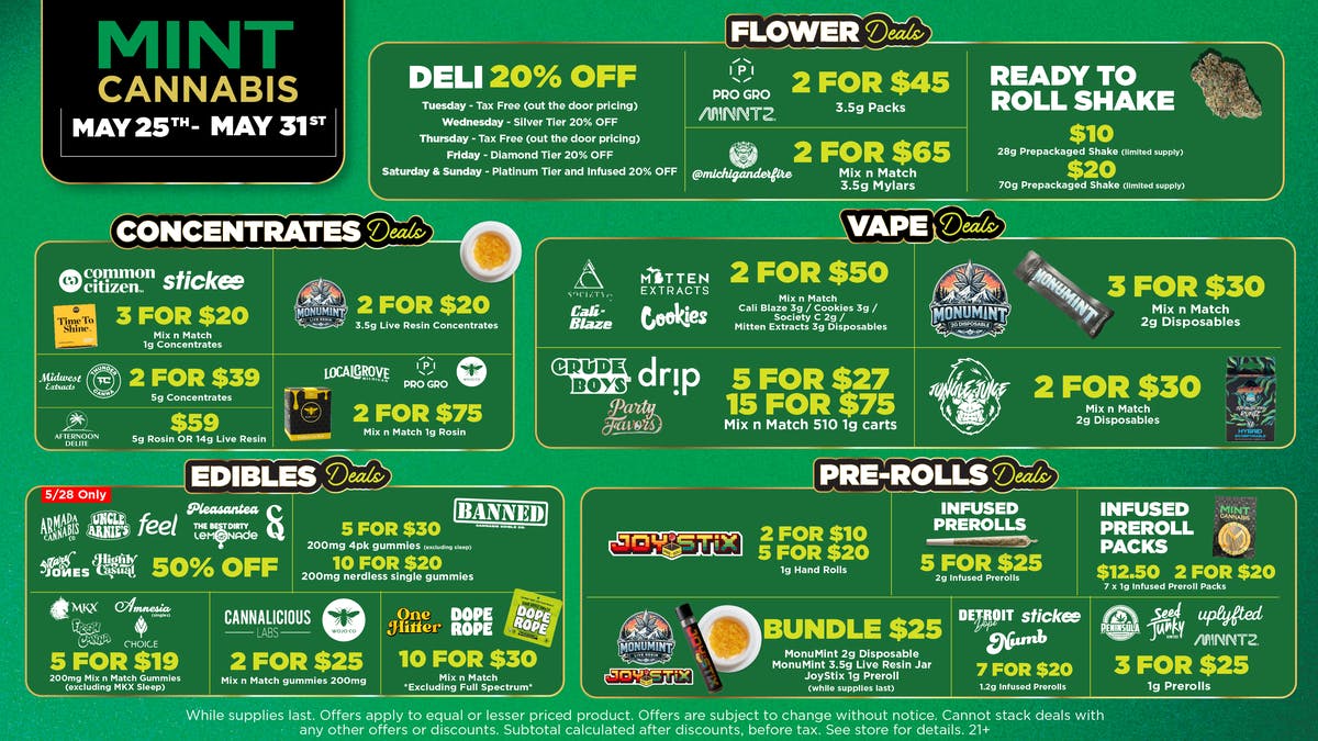Mint Cannabis - New Buffalo Mint's HOTTEST Weekly Deals