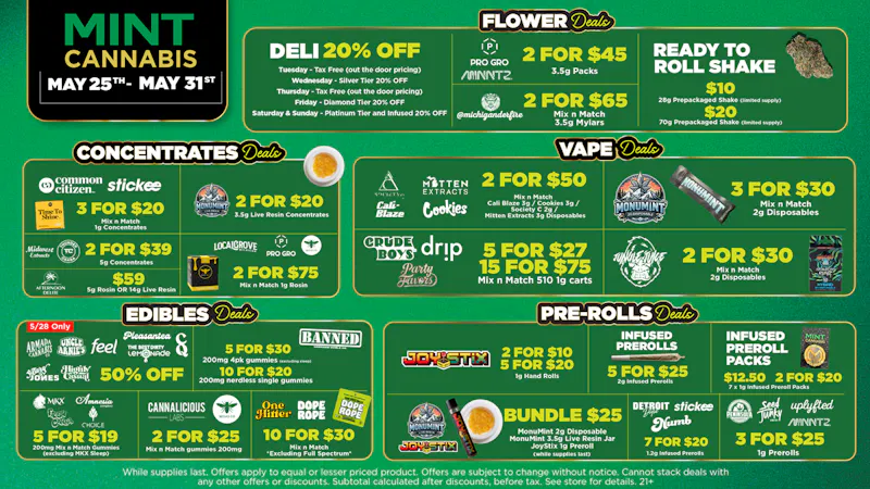 Mint Cannabis - Buchanan (NOW OPEN) Mint's HOTTEST Weekly Deals