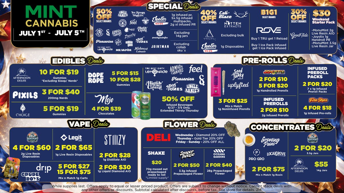 Mint Cannabis - Coldwater Mint's HOTTEST 4th of July Deals