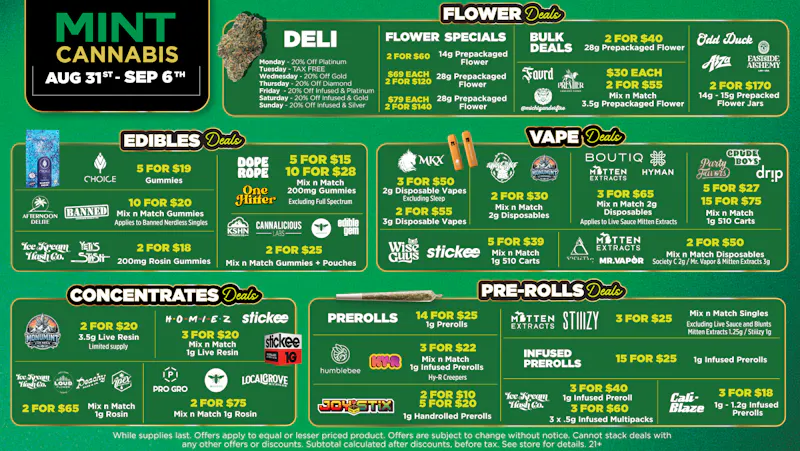 Mint Cannabis - Portage Mint's HOTTEST Deals