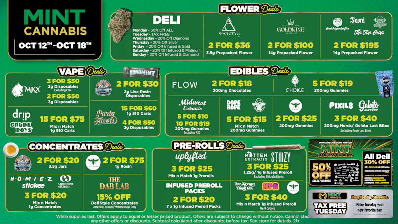 Mint Cannabis - Buchanan (NOW OPEN) Mint's HOTTEST Deals