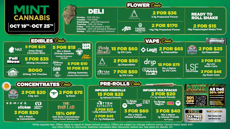 Mint Cannabis - Roseville Mint's HOTTEST Deals