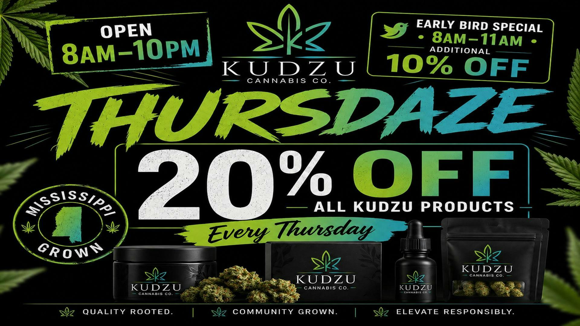 Kudzu Cannabis Company “Kudzu” : “Clover” : “Mellow” — 20% OFF
