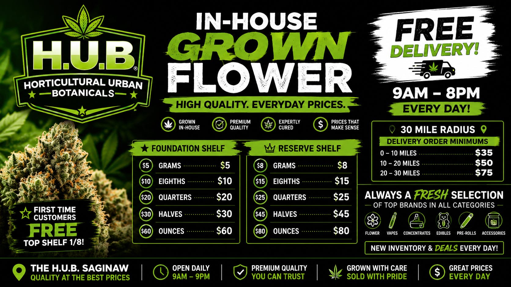 The Hub IN HOUSE GROWN FLOWER | OPEN 9AM-9PM EVERY DAY!🔥