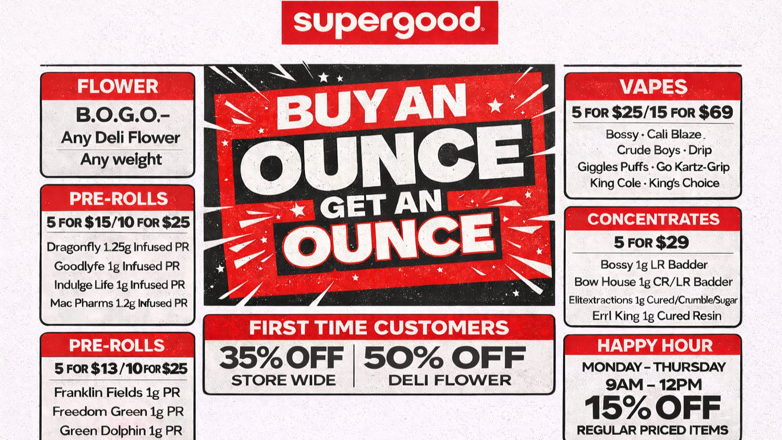 Supergood New Buffalo Grand Ave First Time Customer and Weekly Deals