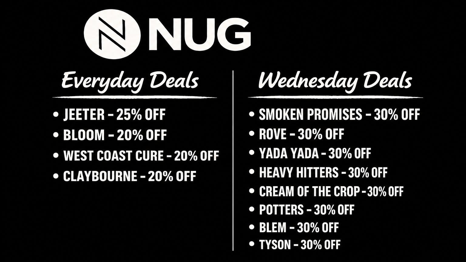 NUG Vallejo Wednesday Deals