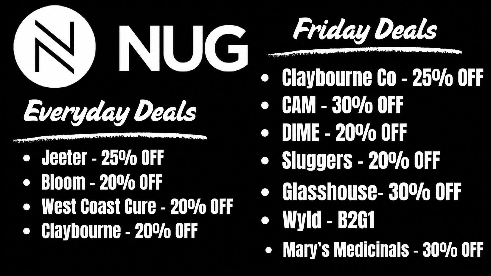 NUG Red Bluff Friday Deals @ NUG