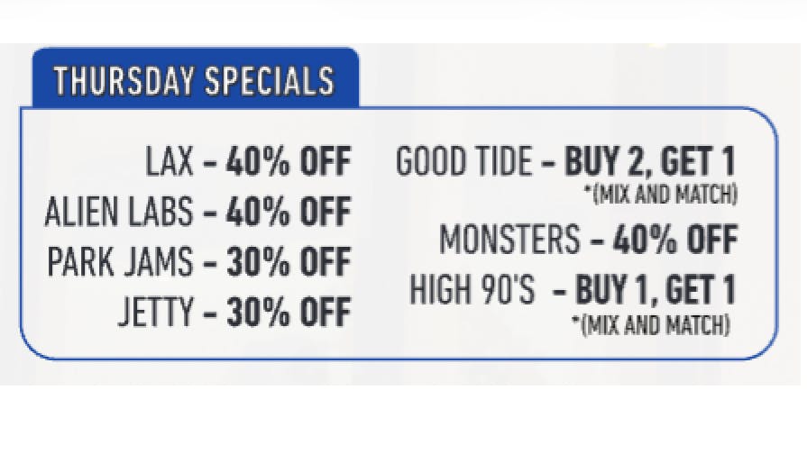 NUG - Santa Rosa THURSDAY SPECIALS