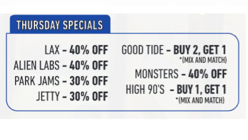NUG Vallejo THURSDAY SPECIALS