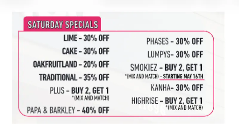 NUG Vallejo SATURDAY SPECIALS