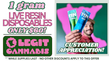 Legit Cannabis 1 gram LIVE RESIN disposable ONLY $60!