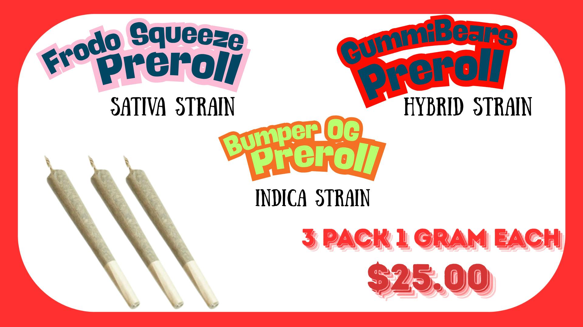 Healing Harvest $25 3 pack 1-gram pre-rolls