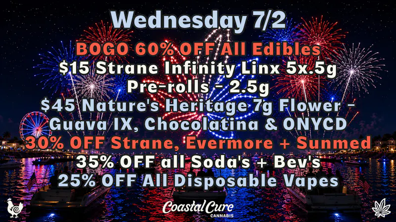 Coastal Cure Cannabis BOGO 60% OFF All Edibles, 30% OFF Strane, Evermore