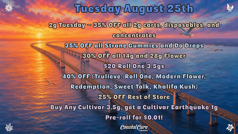 Coastal Cure Cannabis Tuesday25dealscoastal