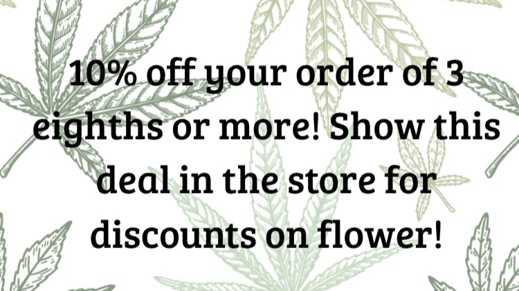 HWS Cannabis Company 10% off of your order of 3 or more 1/8ths