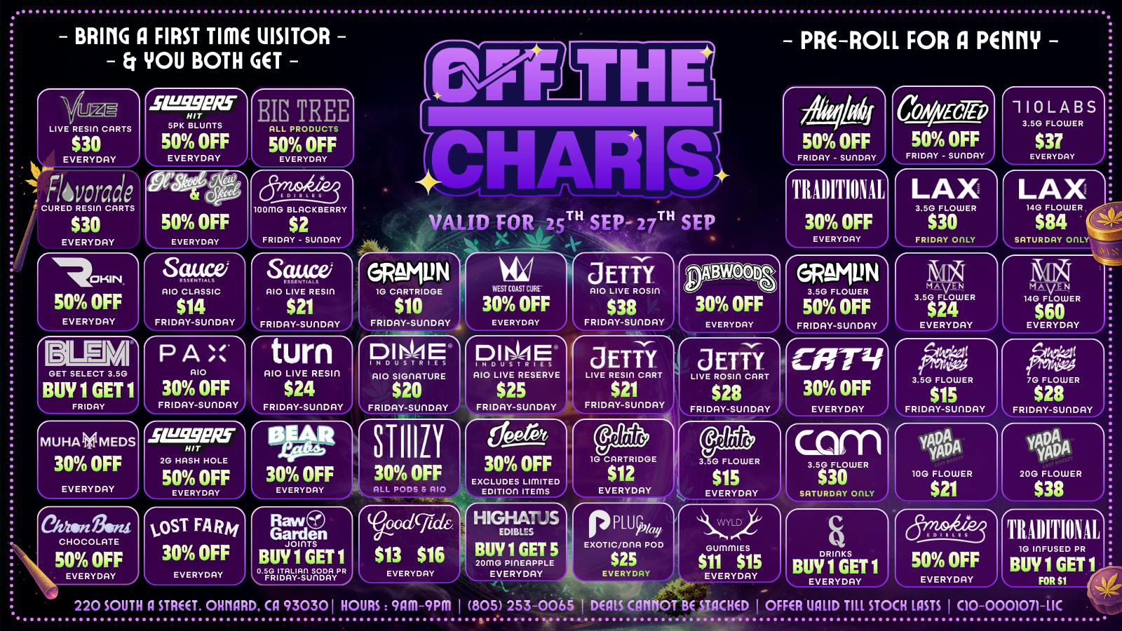 Off the Charts - Oxnard Deal Sheet September 25 - September 27