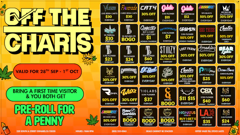 Off the Charts - Oxnard OFF THE CHARTS OXNARD DEALS 9/28-10/1