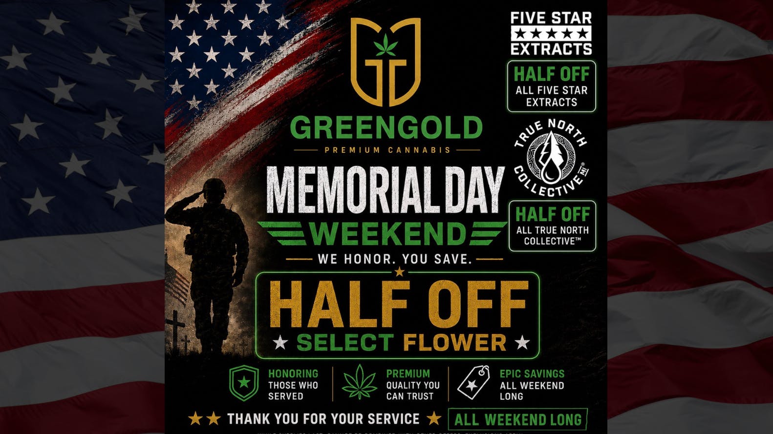 GreenGold Dispensary Memorial Day Weekend Deals