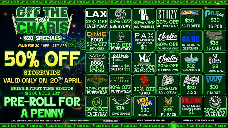 Off The Charts - San Jose 420 BLOWOUT SALE