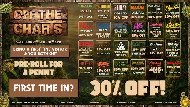 Off The Charts - San Jose Smoke Sesh Specials!!!!