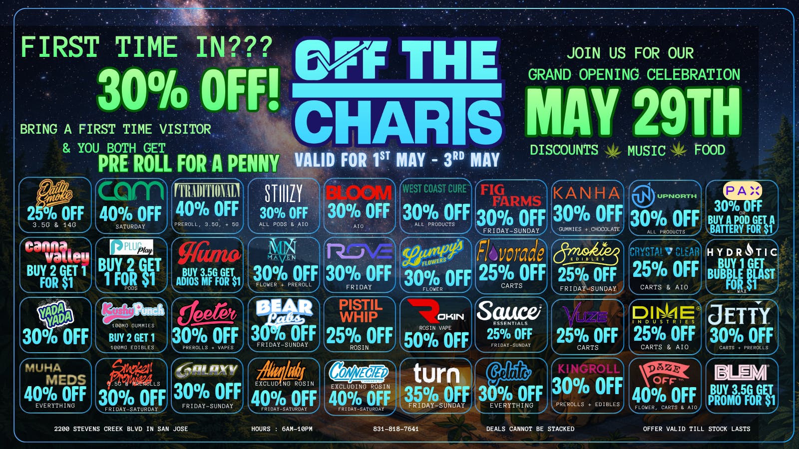 Off The Charts - San Jose CRAZY MAY SALES