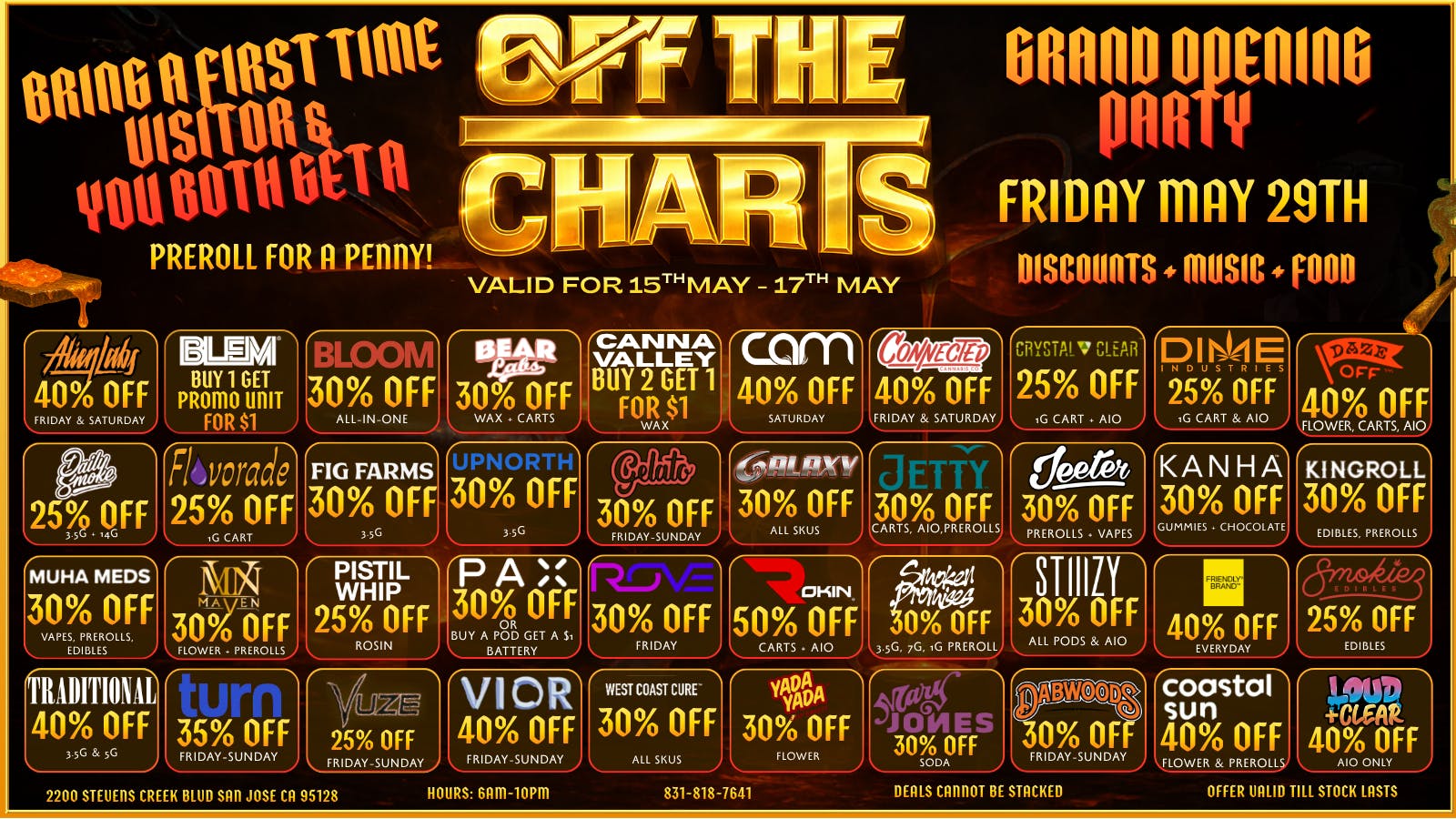 Off The Charts - San Jose WEEKEND MAY STELLAR DEALS
