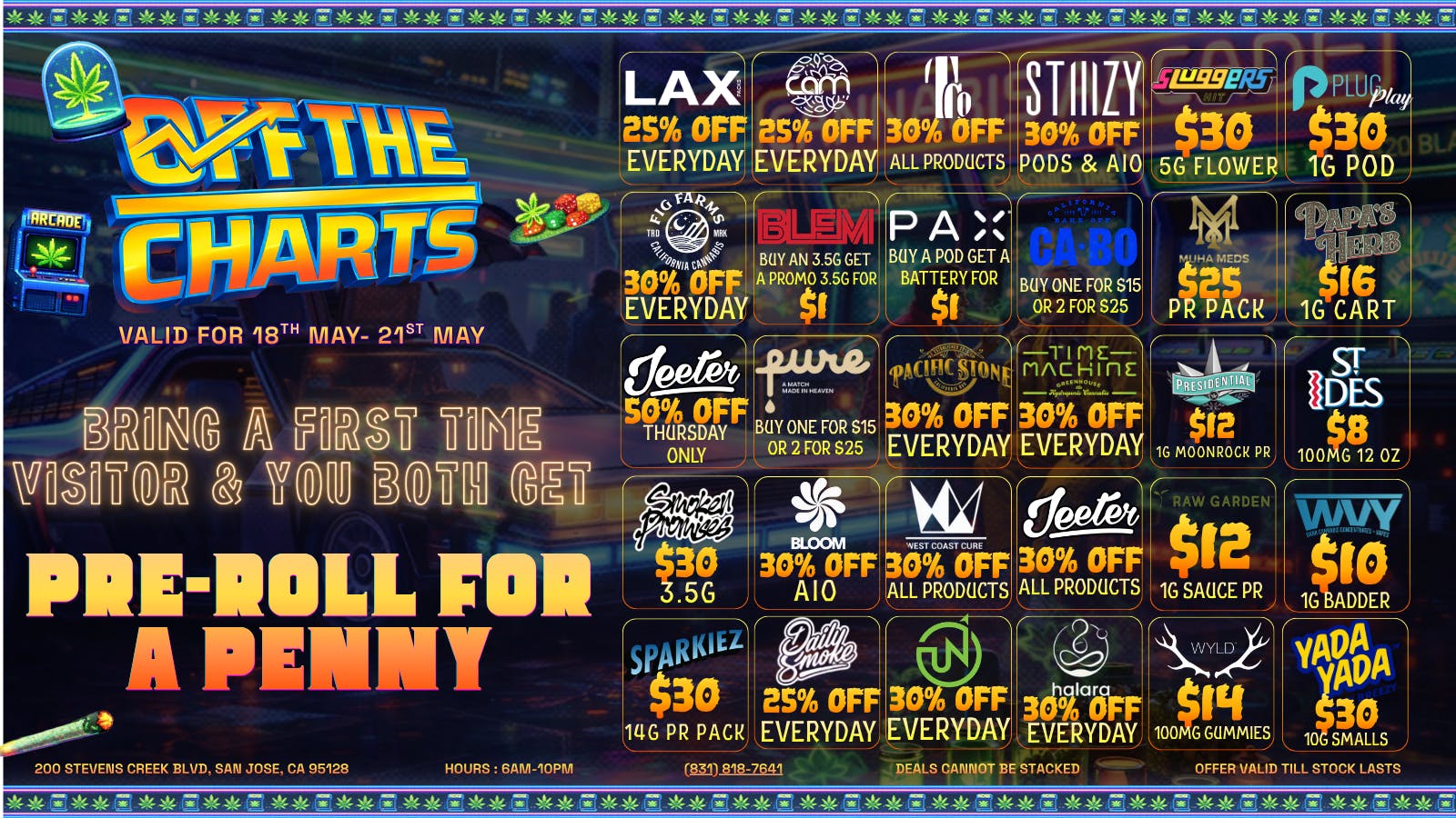 Off The Charts - San Jose Smoke Sesh Specials!!!!
