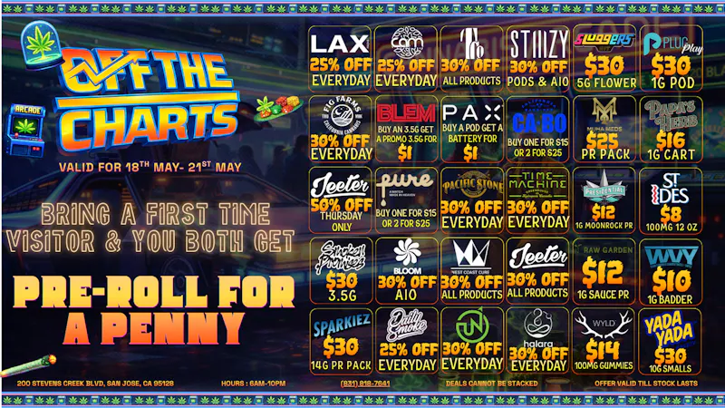 Off The Charts - San Jose Smoke Sesh Specials!!!!