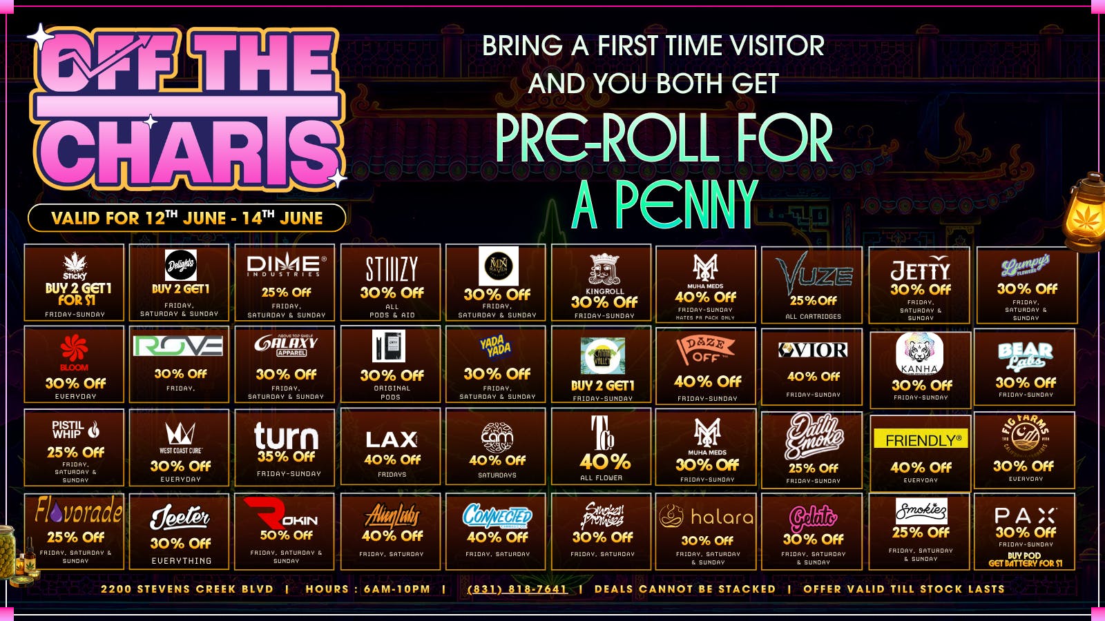 Off The Charts - San Jose JUNE WEEKEND DEALS SOUTH BAY STYLE!!!
