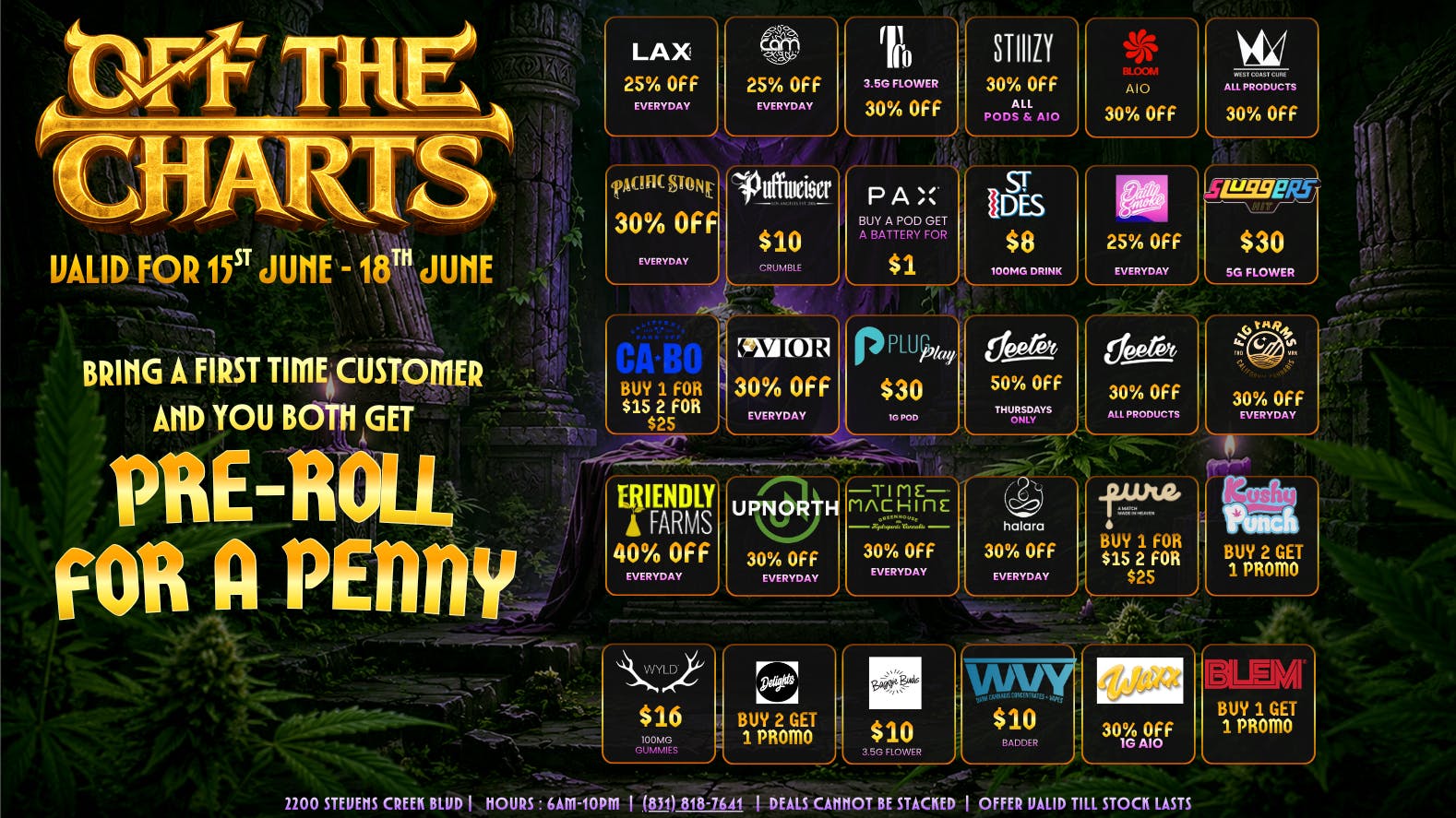 Off The Charts - San Jose MIDDLE OF JUNE DEALS TO GET YOU IN TUNE!!!!