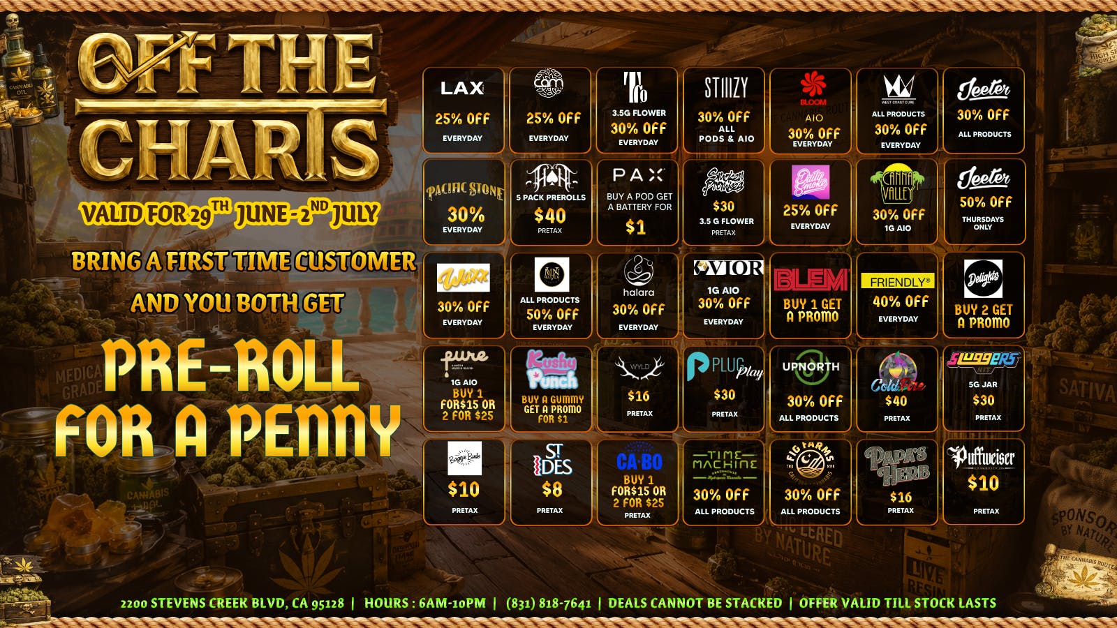 Off The Charts - San Jose BANGER SALES FOR THE END OF JUNE!!!!!!