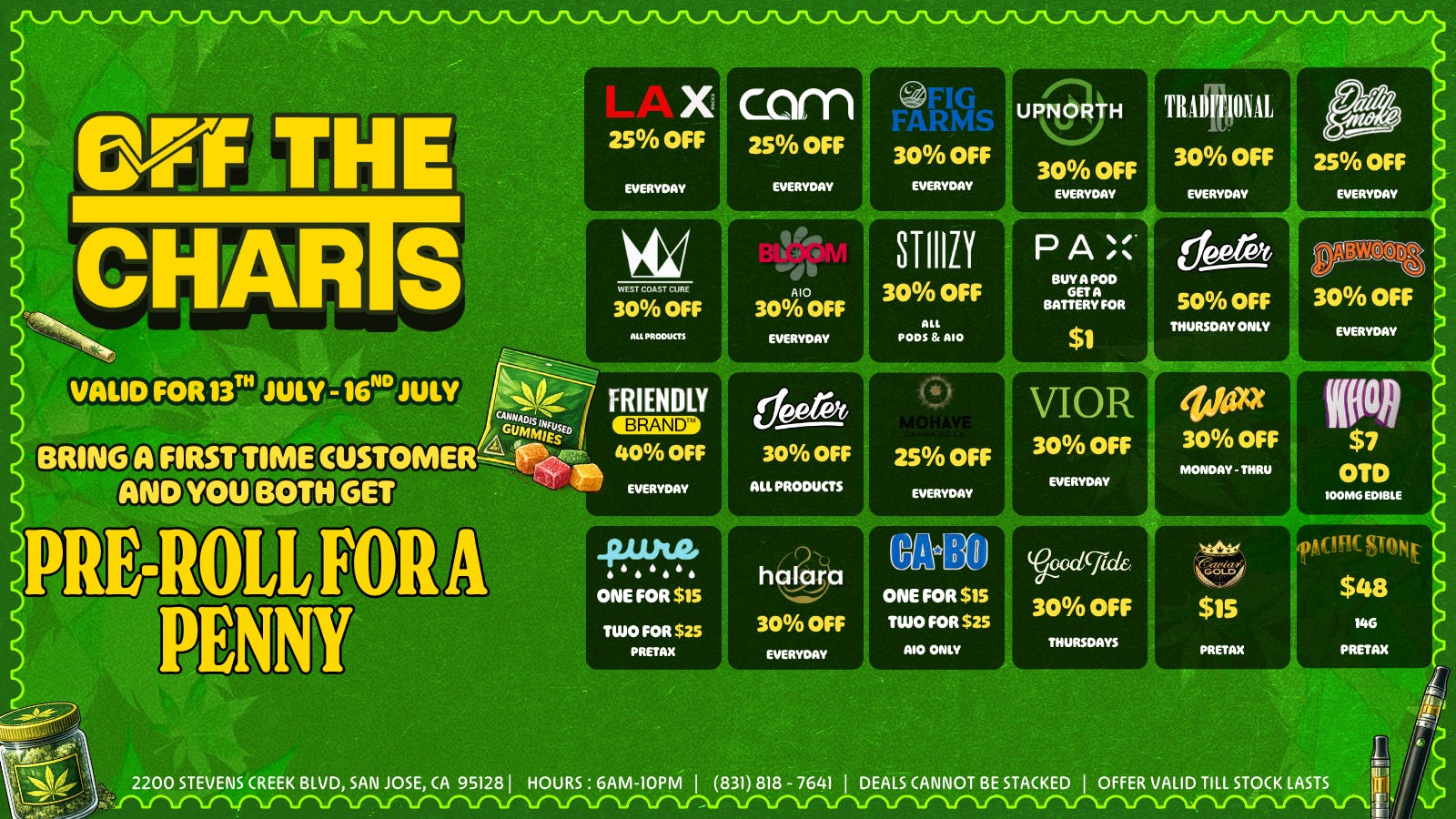 Off The Charts - San Jose THROUGH THE ROOF DEALS