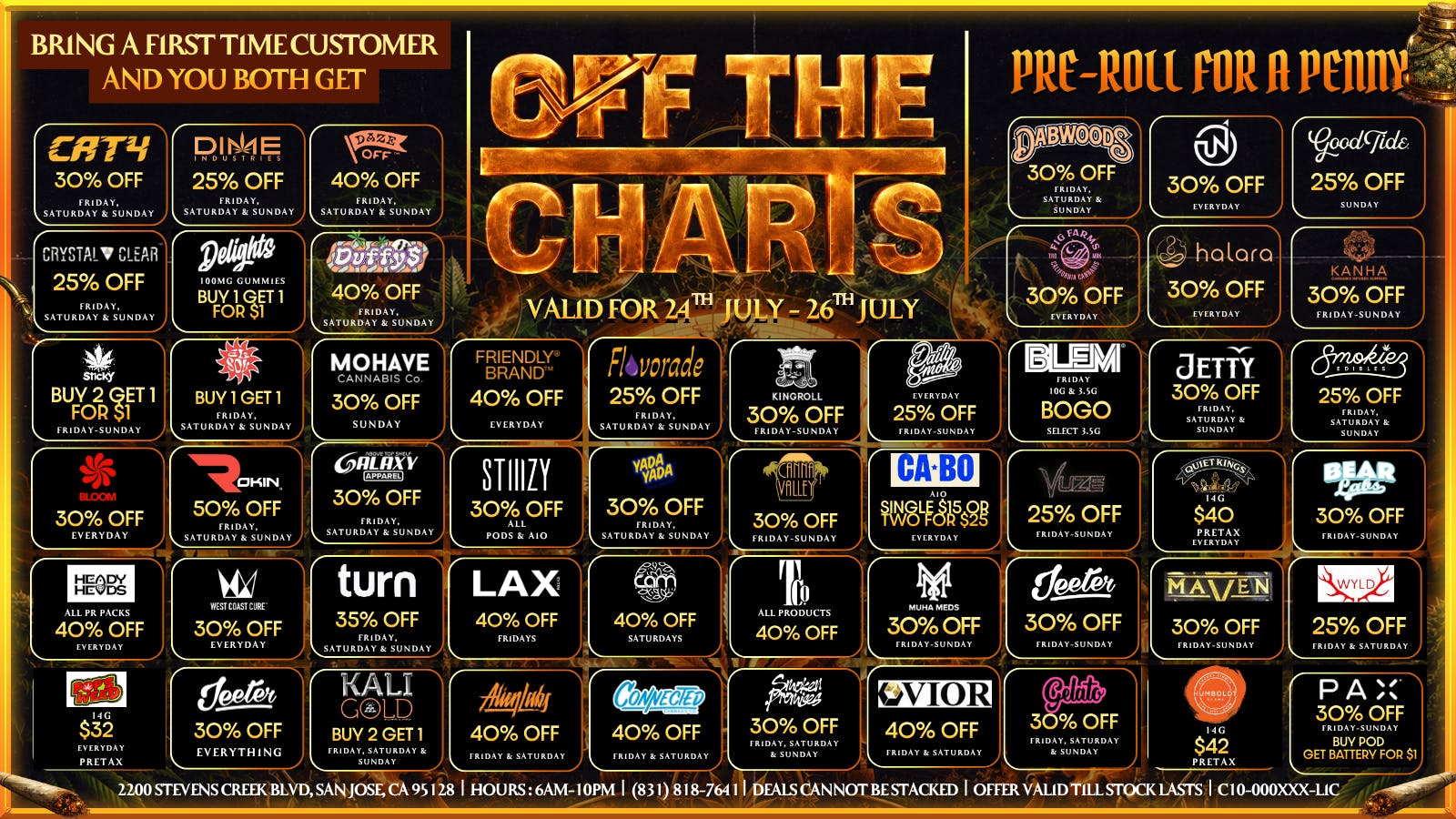 Off The Charts - San Jose OFF THE CHARTS DEALS