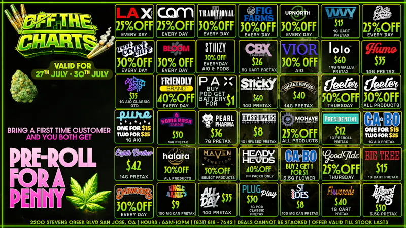 Off The Charts - San Jose GREENED OUT DEALS