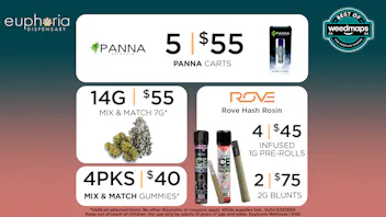 Euphoria Wellness - Marijuana Dispensary 5/$55 Panna Carts | 4/$45 Rove 1g Infused PR's