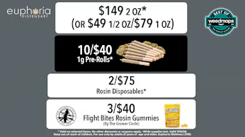 Euphoria Wellness - Marijuana Dispensary $149 2oz | 2/$75 Rosin Disposables