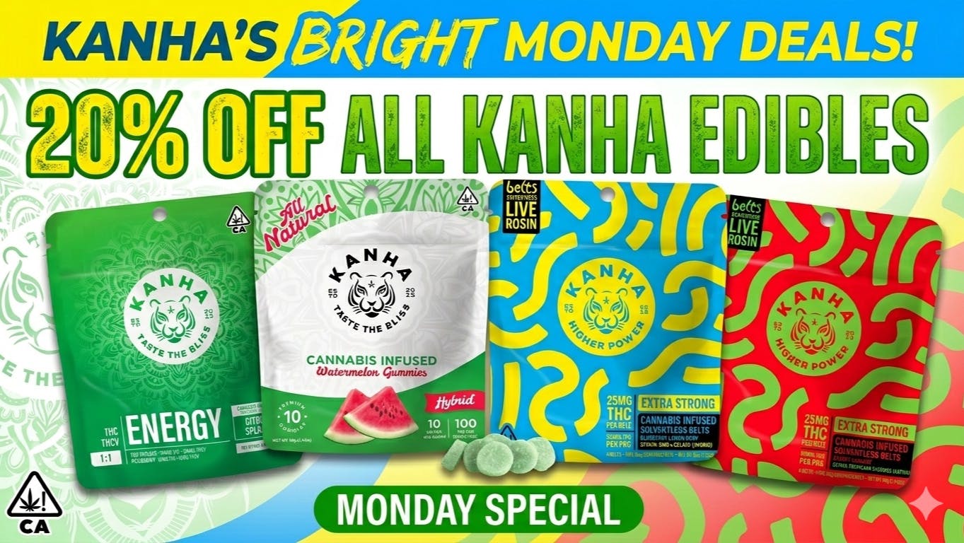Green Door San Francisco BRIGHT Monday deals = KAHNA 20% Edibles