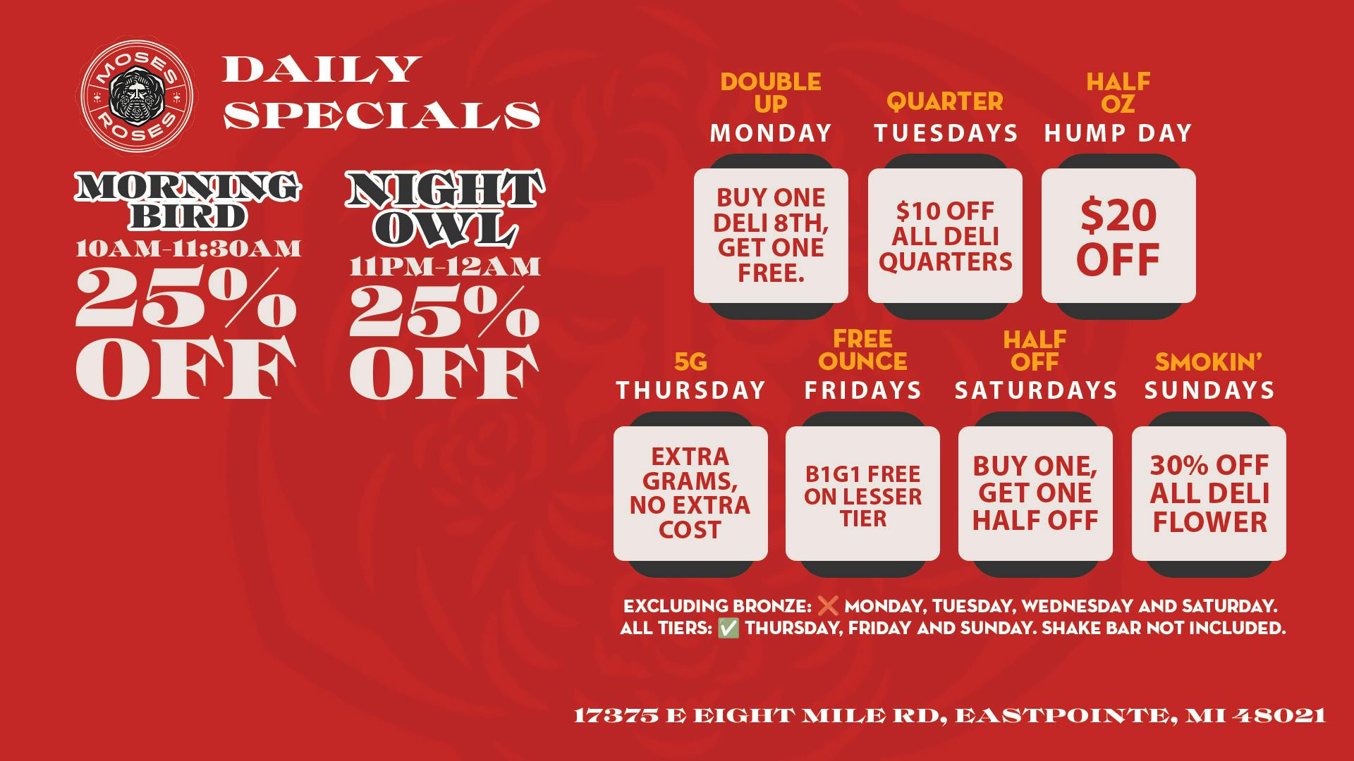 Moses Roses Eastpointe Daily Deli Deals @ Moses Roses