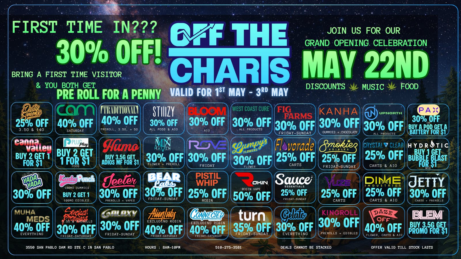 Off The Charts - San Pablo OFFtheCHARTS SAN PABLO WEEKEND DEALS HERE!!