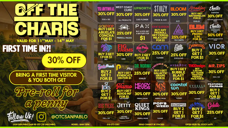 Off The Charts - San Pablo SMOKE SZN 🔥 Deals You Don’t Wanna Miss!!!