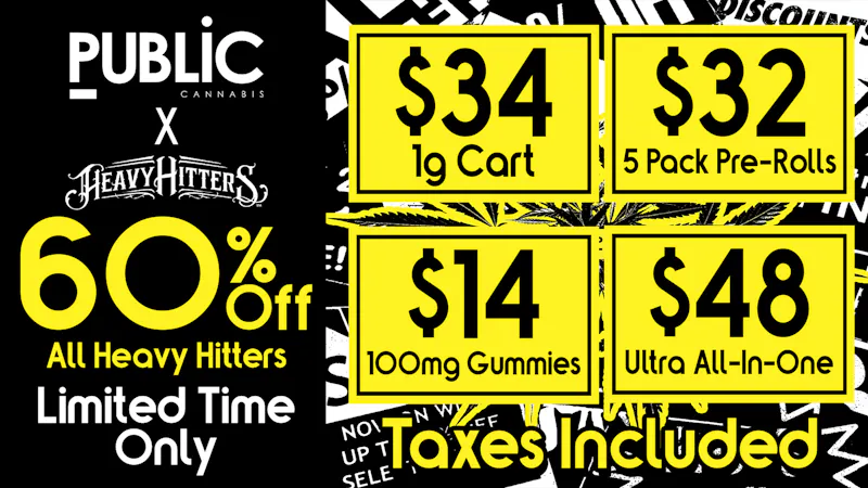 Public Dispensary 🔥 $34 Heavy Hitters Vape Cart 1g 💨 Flash Sale ⚡️