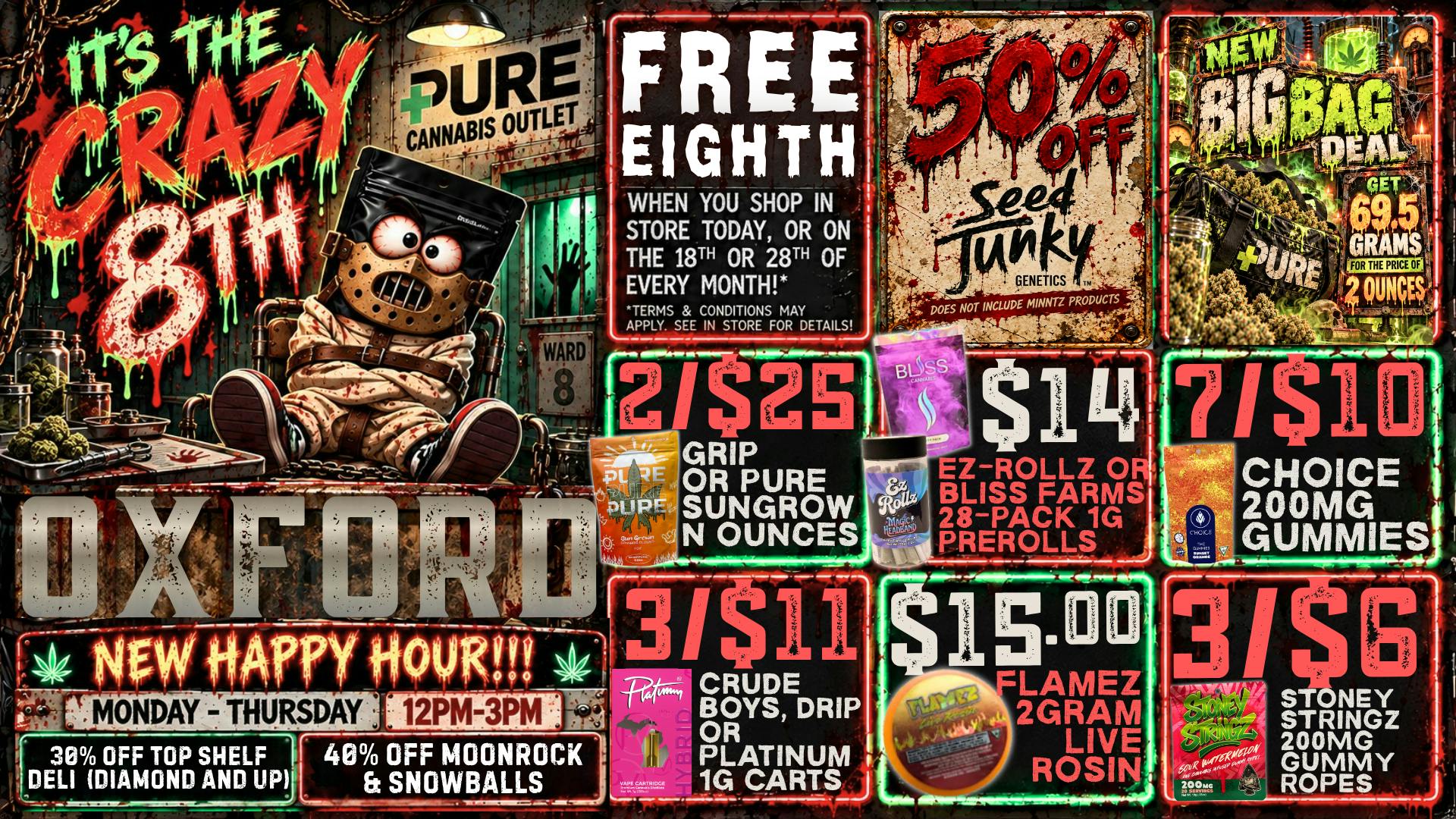 Pure Cannabis Outlet - Oxford 🔪 FREE EIGHTH FOR CRAZY 8THS + 50% OFF SEED JUNKY