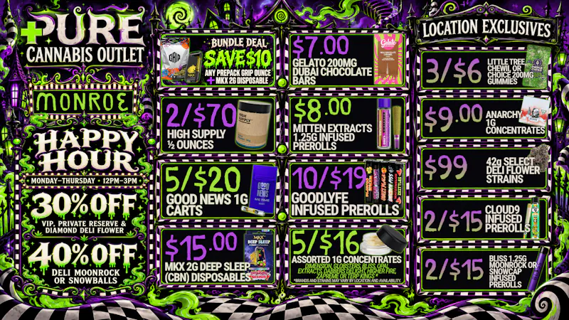 Pure Cannabis Outlet - Monroe 🔥 5/$16 CONCENTRATES + 30% OFF HAPPY HOUR