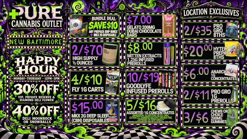 Pure Cannabis Outlet - New Baltimore ⏰ HAPPY HOUR 30% OFF DELI + 40% OFF INFUSED DELI!