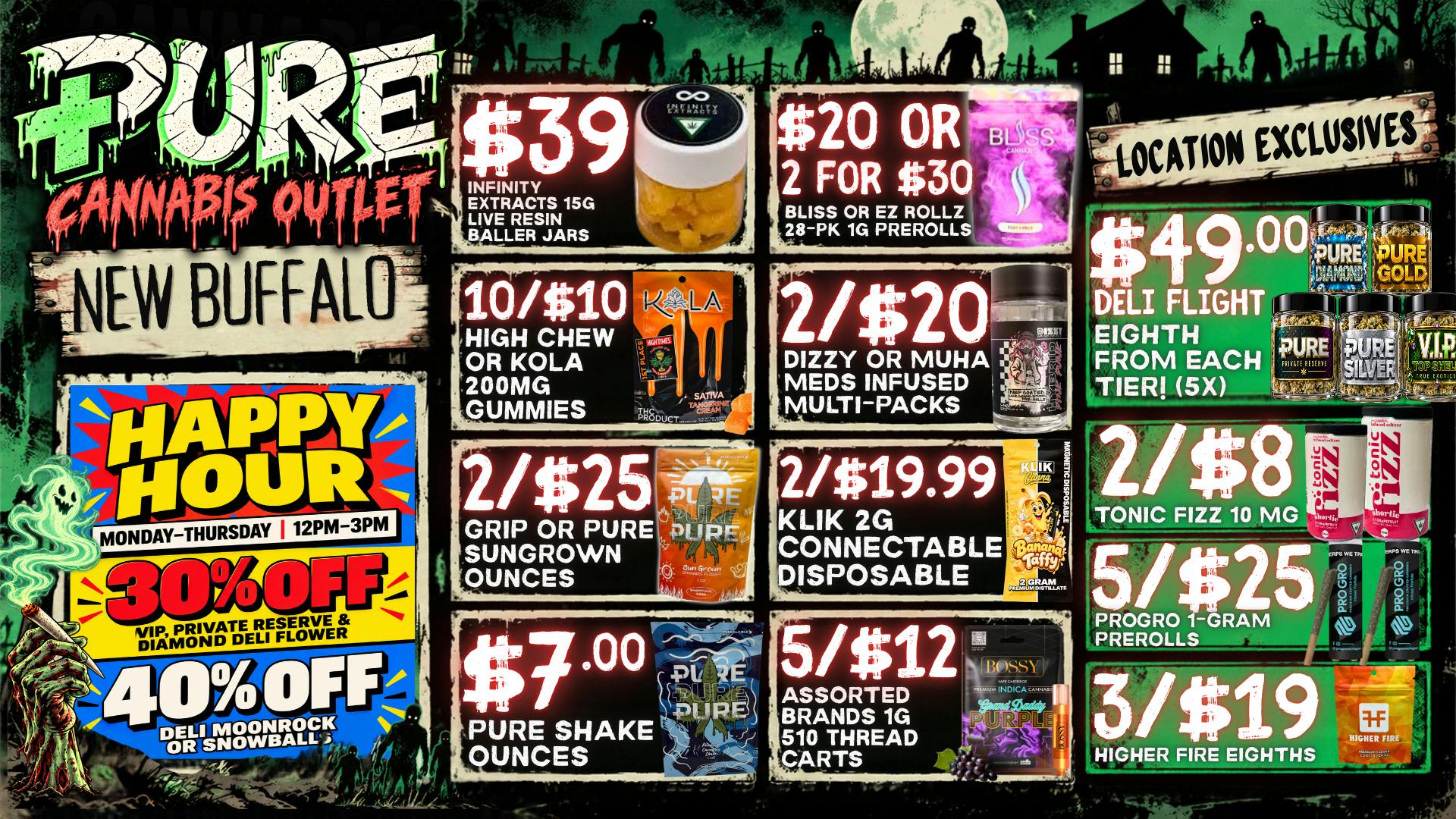 Pure Cannabis Outlet - New Buffalo 30% OFF DELI + 40% OFF INFUSED HAPPY HOUR