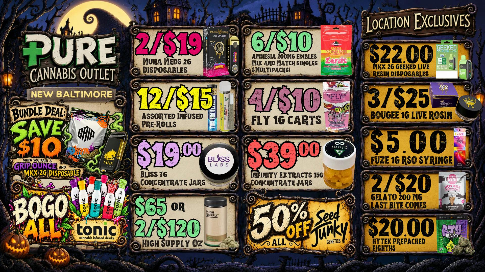 Pure Cannabis Outlet - New Baltimore BOGO TONIC + HALLOWEEN DEALS TO DIE FOR 🧟