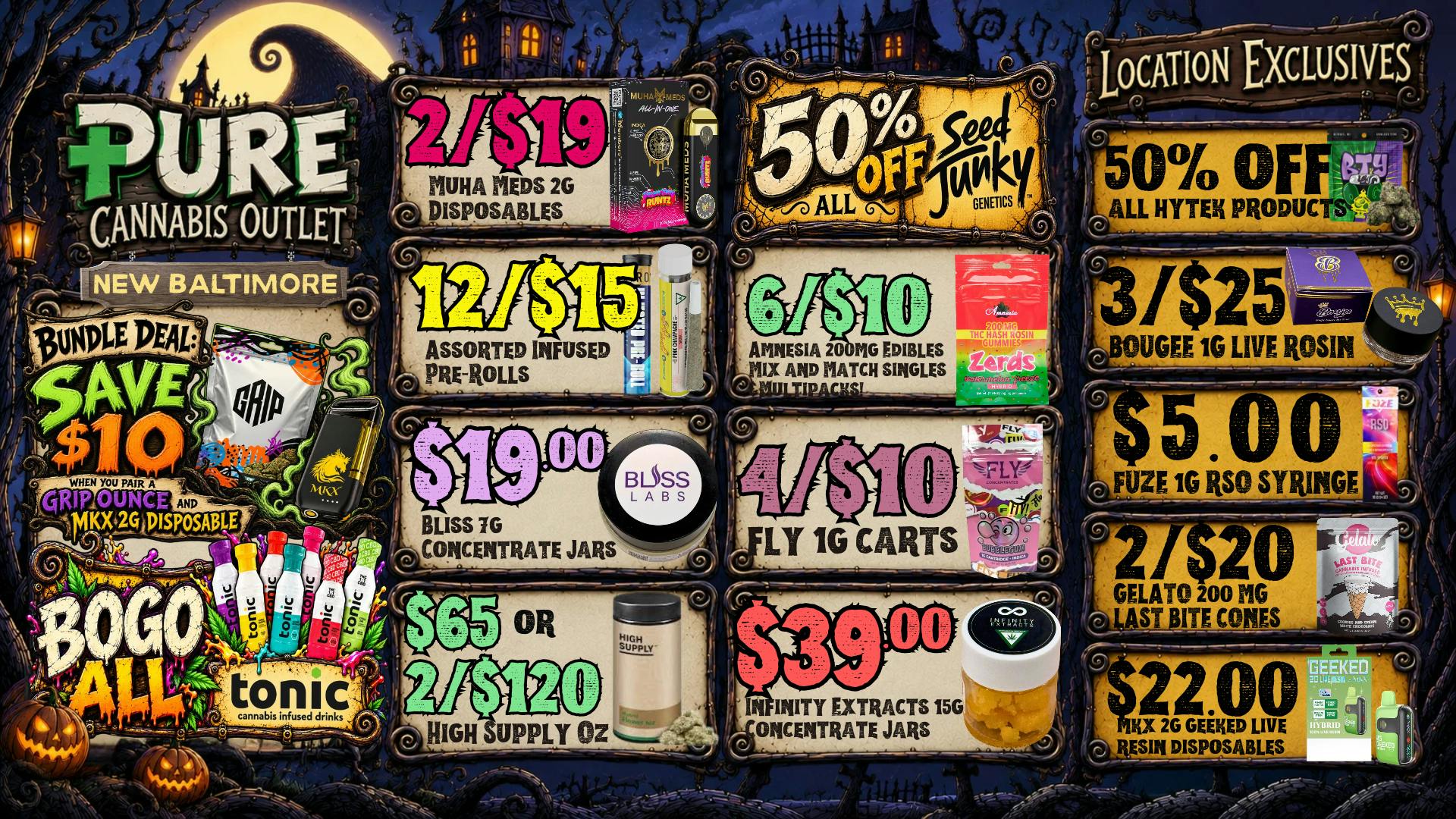 Pure Cannabis Outlet - New Baltimore 50% OFF SEED JUNKY + HYTEK PRODUCTS 🧟