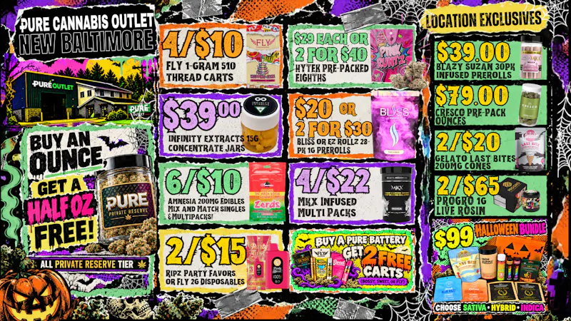 Pure Cannabis Outlet - New Baltimore SPOOKY SAVINGS AT PURE! 👻 $99 HALLOWEEN BUNDLE!