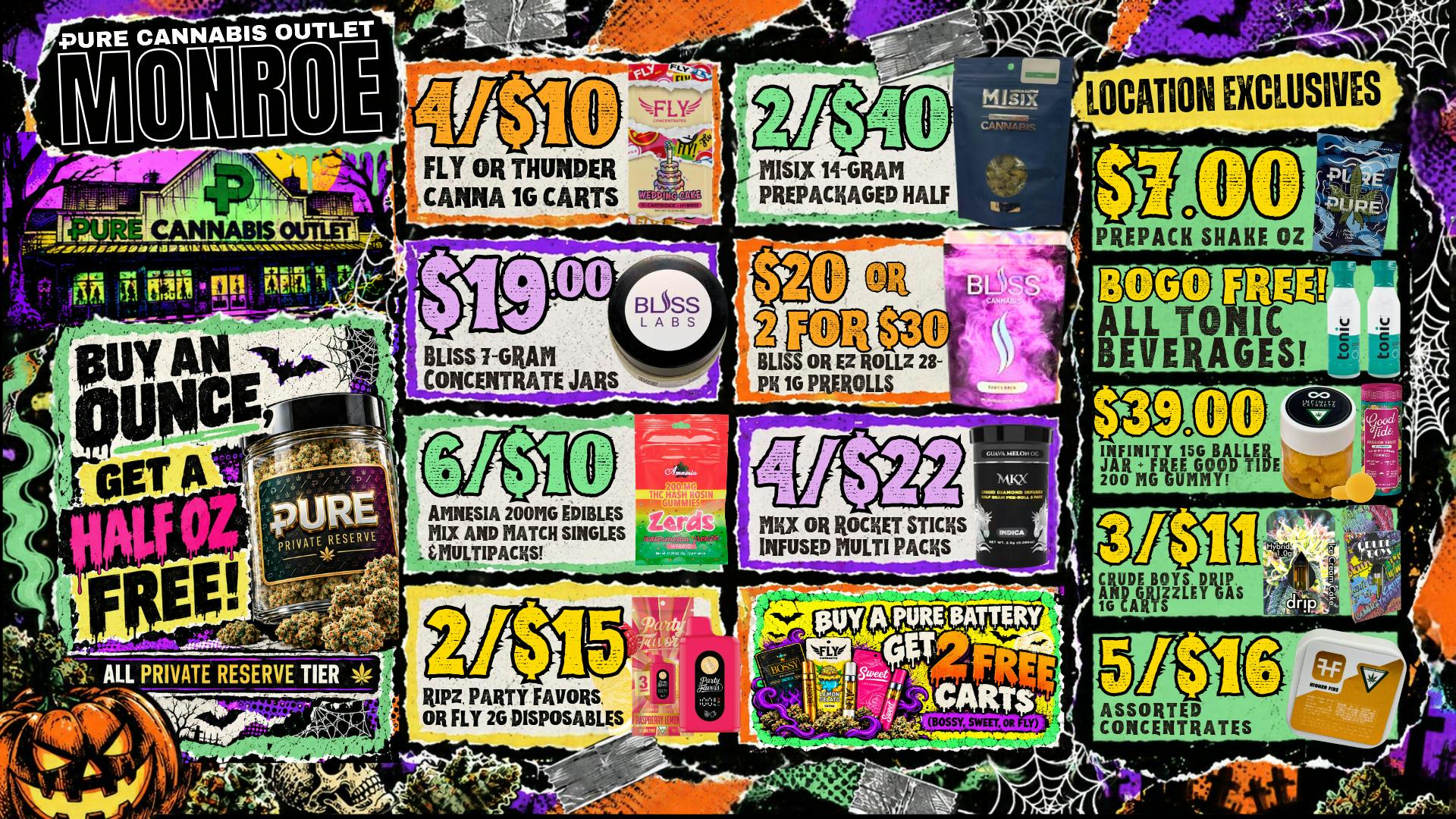 Pure Cannabis Outlet - Monroe SPOOKY SAVINGS AT PURE! 👻 BOGO FREE ALL TONIC