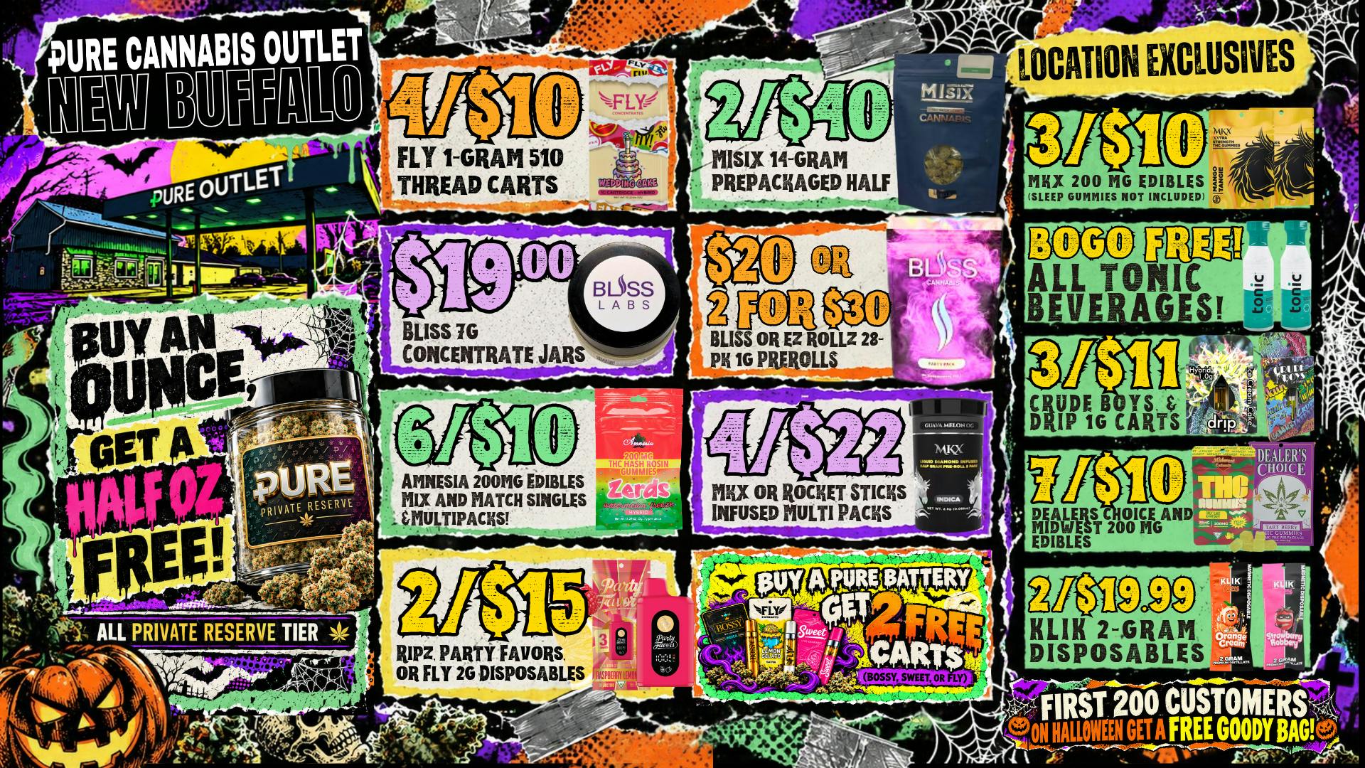 Pure Cannabis Outlet - New Buffalo SPOOKY SAVINGS AT PURE! 👻 BOGO FREE ALL TONIC